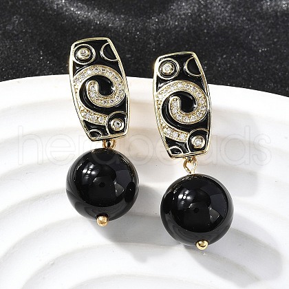 Round Brass Micro Pave Clear Cubic Zirconia Hoop Earrings EJEW-S261-02G-1