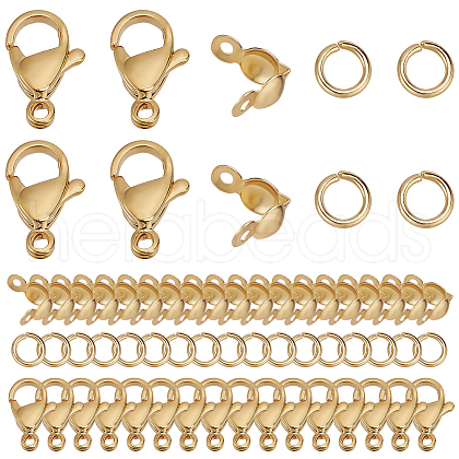 GOMAKERER 304 Stainless Steel Bead Tips & Open Jump Ring & Lobster Claw Clasps Findings Kits DIY-GO0002-20G-1