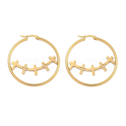 304 Stainless Steel Huggie Hoop Earrings EJEW-P282-01E-G-1