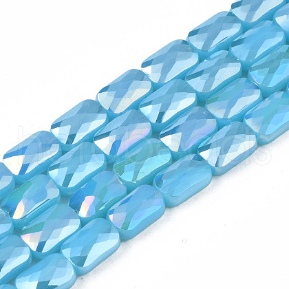 Electroplate Opaque Solid Color Glass Beads Strands EGLA-N002-25-A04-1