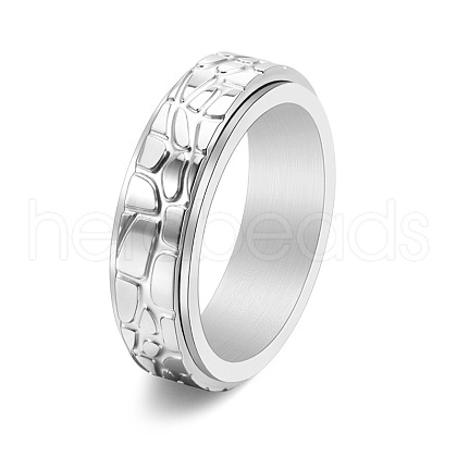 Textured Stainless Steel Rotating Finger Ring PW-WG29121-07-1
