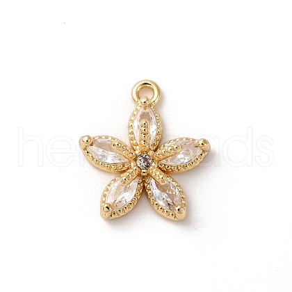 Brass Micro Pave Cubic Zirconia Charms KK-D371-04F-G-1