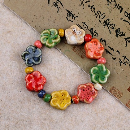 Handmade Porcelain Beaded Stretch Bracelets for Women FS-WG726AB-16-1
