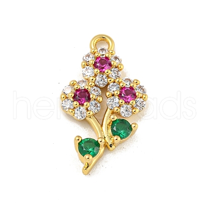 Rack Plating Brass Micro Pave Cubic Zirconia Pendants KK-P277-17G-1