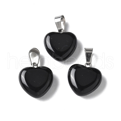 Natural Black Agate Pendants G-I311-A16-01-1