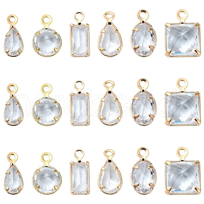 20Pcs Brass Cubic Zirconia Charms ZIRC-YW0001-12-1