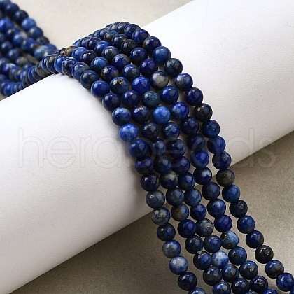 Natural Lapis Lazuli Beads Strands G-L621-B10-4mm-AB-1