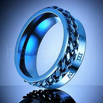 Roman Numerals Stainless Steel Curb Chain Finger Rings WG37698-12-1