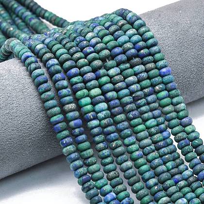 Dyed Natural Chrysocolla and Lapis Lazuli Beads Strands G-P575-A35-6x4mm-1