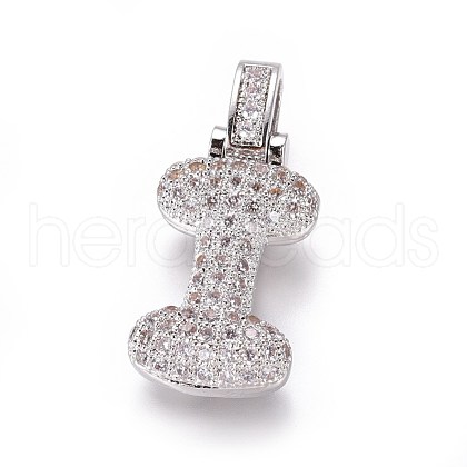 Platinum Plated Brass Micro Pave Cubic Zirconia Pendants ZIRC-L075-52I-P-1