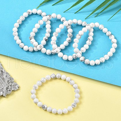Natural Howlite Beaded Stretch Bracelets BJEW-Q692-42-8mm-1