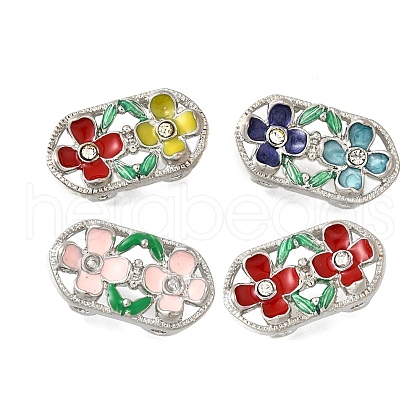 Brass Crystal Rhinestone Oval with 2 Flower Multi-Strands Links KK-P306-20P-1