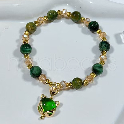 Dyed Natural Tiger Eye Beads Stretch Bracelets FS-WGE9EC2-07-1