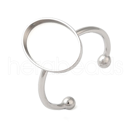 Non-Tarnish 304 Stainless Steel Open Cuff Ring Components X-STAS-I306-06B-P-1