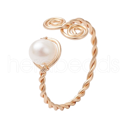 Mother's Day Jewellery Round Natural Cultured Freshwater Pearl Beads Finger Rings RJEW-JR00776-1