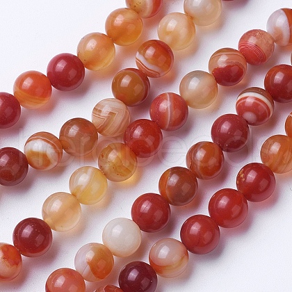 Natural Grade A Striped Agate/Banded Agate Beads Strands G-E479-02-6mm-1