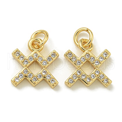 Rack Plating Brass Micro Pave Cubic Zirconia Pendants KK-K386-02F-G-1