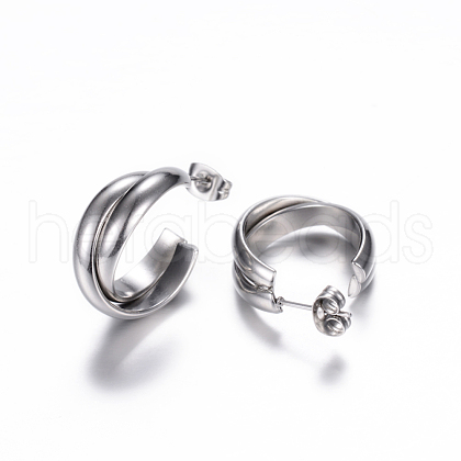 Tarnish Resistant 304 Stainless Steel Stud Earrings X-EJEW-P090-01P-1