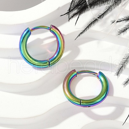 202 Stainless Steel Huggie Hoop Earrings EJEW-F111A-14mm-RC-1