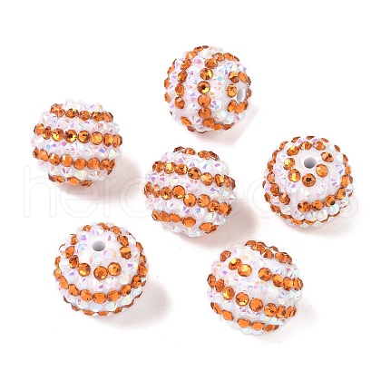 Striped Resin Rhinestone Beads OACR-A037-01F-1