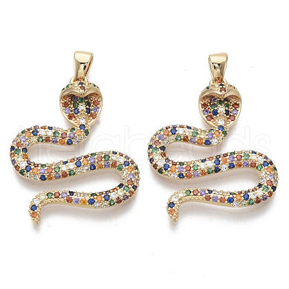 Brass Micro Pave Cubic Zirconia Pendants KK-R130-001G-NF-1