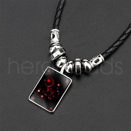 Alloy & Glass & Imitation Leather Cord Pendant Necklaces WGFA685-08-1