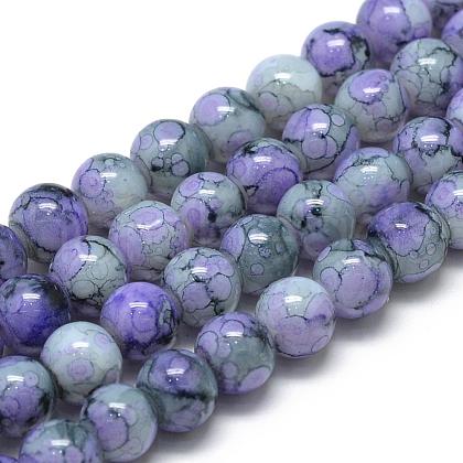 Baking Painted Glass Beads Strands DGLA-S115-8mm-S74-1