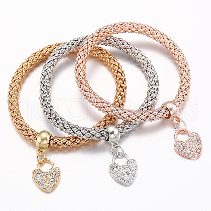 3Pcs Heart Zinc Alloy Charm Bracelets FS-WG3B029-01-1