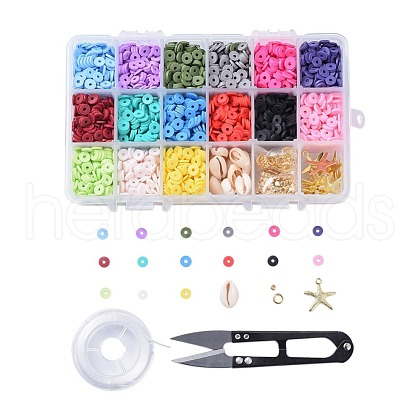 15 Colors Eco-Friendly Handmade Polymer Clay Beads DIY-JP0005-47-6mm-1