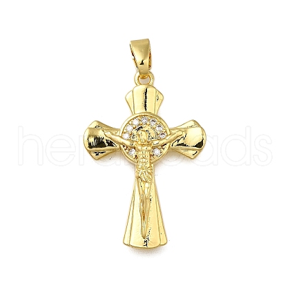 Brass Micro Pave Clear Cubic Zirconia Pendants ZIRC-I070-119G-1