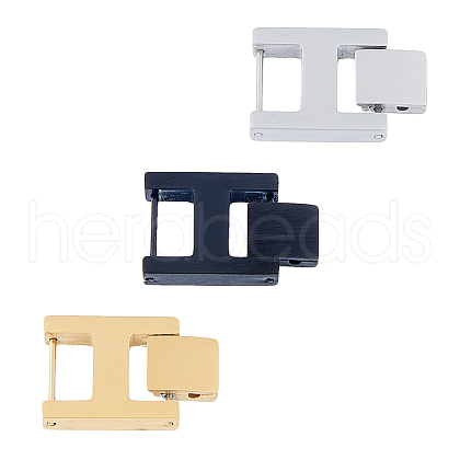 SUPERFINDINGS 3Pcs 3 Colors Rectangle Stainless Steel Watch Band Clasps STAS-FH0002-27C-1