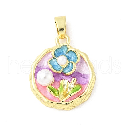 Brass Enamel Pendants KK-Z101-09G-A01-1