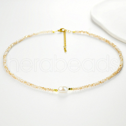 Mother's Day Jewellery Natural Freshwater Pearl & Glass Beaded Necklaces for Women AC5368-11-1