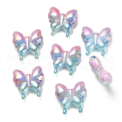 UV Plating Rainbow Iridescent Acrylic Beads OACR-G012-09B-1