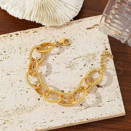 304 Stainless Steel Oval Link Chain Bracelets for Women BJEW-C104-01B-G-1