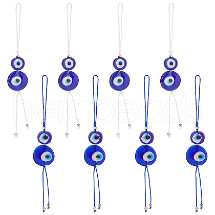 8Pcs 2 Colors Handmade Evil Eye Lampwork Pendant Decorations HJEW-GO00012-1