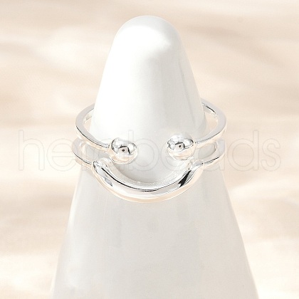 925 Sterling Silver Adjustable Cuff Rings for Women RJEW-G351-02S-1