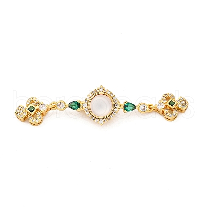Brass Micro Pave Clear Cubic Zirconia Box Clasps KK-P291-33G-1