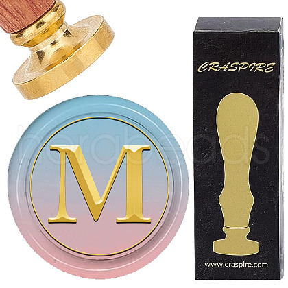 Brass Wax Seal Stamp with Wood Handle AJEW-WH0412-0308-1