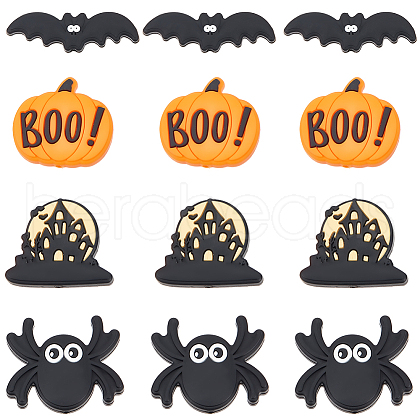 SUNNYCLUE 16Pcs 4 Styles Halloween Silicone Beads SIL-SC0002-09-1