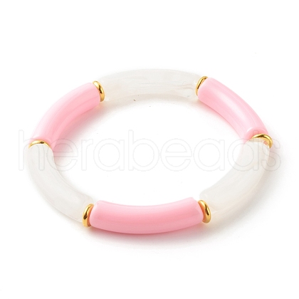 Acrylic Tube Beaded Stretch Bracelets BJEW-JB07778-03-1