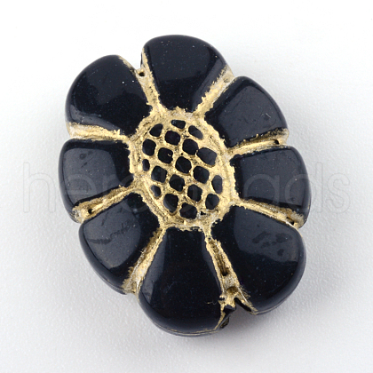 Flower Plating Acrylic Beads X-PACR-Q102-36B-1