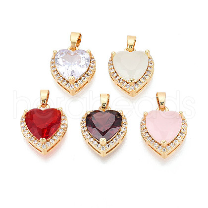 Brass Micro Pave Cubic Zirconia Pendants KK-N272-02G-M-1