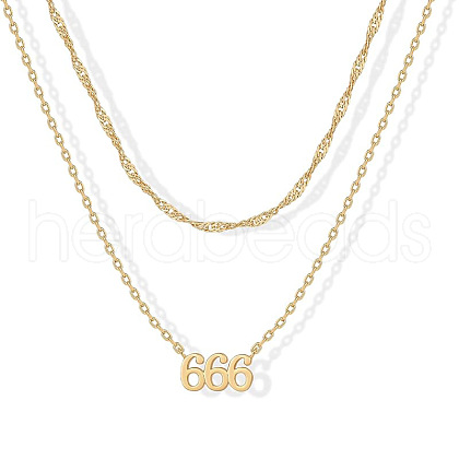304 Stainless Steel Figure Pendant Double Layer Necklaces for Women FS-WGF1C2D-06-1