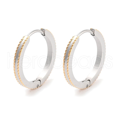 304 Stainless Steel Textured Huggie Hoop Earrings for Women EJEW-C096-35D-1