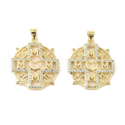 Brass Micro Pave Cubic Zirconia Pendants KK-M324-02L-G-1