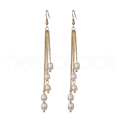 Mother's Day Jewellery Natural Pearl Beads Dangle Earrings EJEW-JE05413-01-1