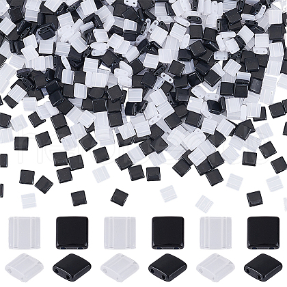 SUNNYCLUE 600Pcs 2 Colors Opaque Acrylic Slide Charms OACR-SC0001-39-1