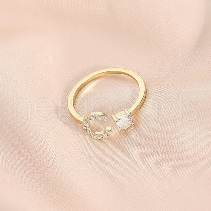 Fashionable Brass Cubic Zirconia Cuff Rings FS-WG4936F-13-1