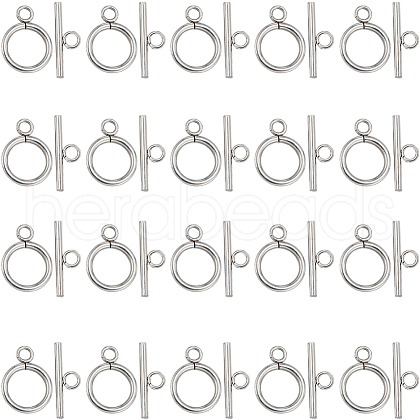SUNNYCLUE 40Pcs 304 Stainless Steel Ring Toggle Clasps STAS-SC0007-42B-1